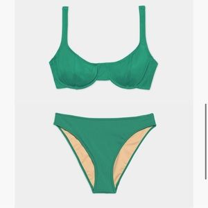 Nu Swim Laser Top & High Cut Bottom (Algae)